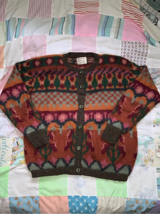 Susan Bristol Sweaters - vintage‎ 1990 susan bristol mohair wool hand knit sweater cardigan colour work L